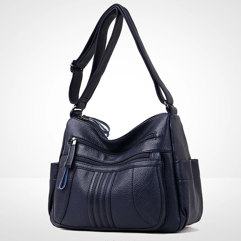 dark blue LKEEP сумка из искусственной кожи женская сумка через плечо Высококачественная Женская сумка через плечо большая Вместительная женская сумка - Цвет: dark blue