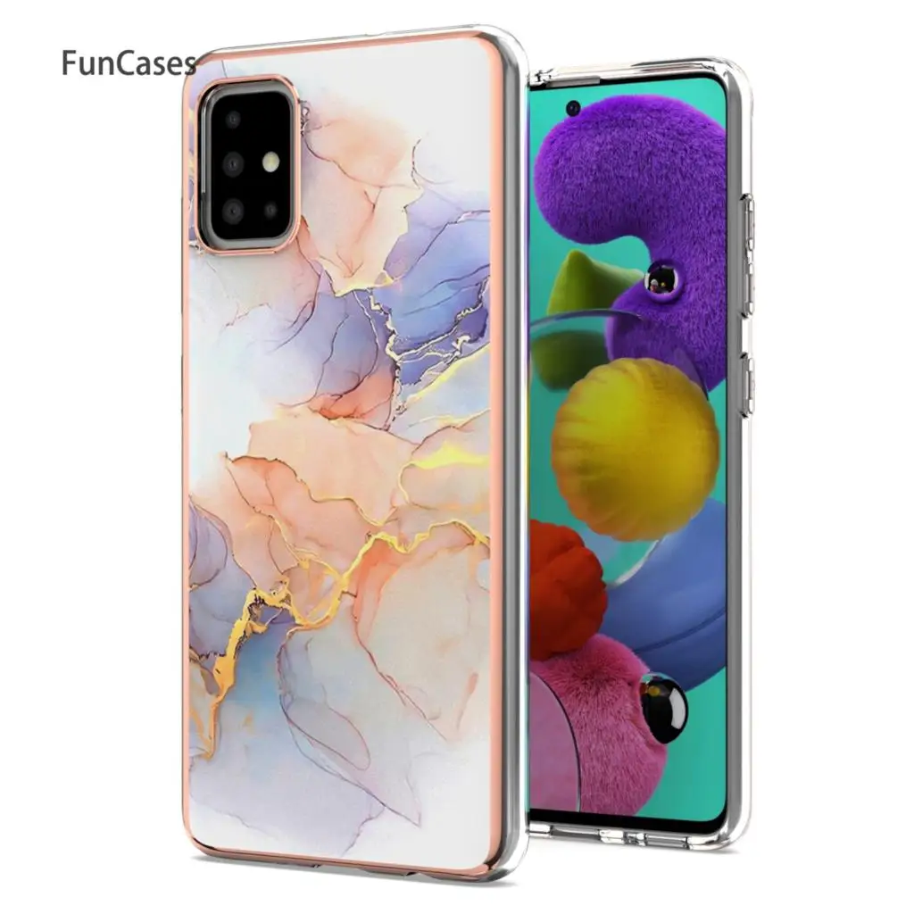 Силиконовый чехол с водяными знаками для телефона Samsung A51 4G со стразами