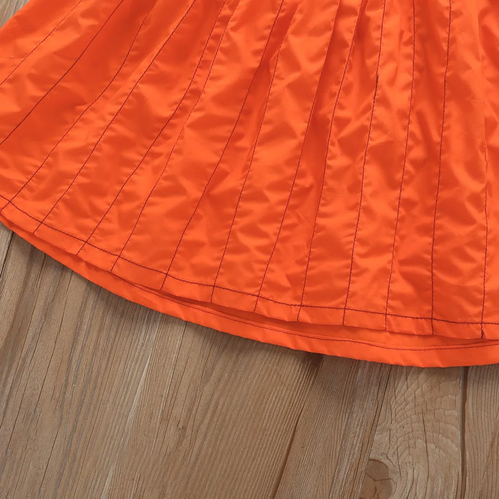 Toddler Baby Girls Sleeveless Halloween Cartoon Pumpkin Print Dress Clothes