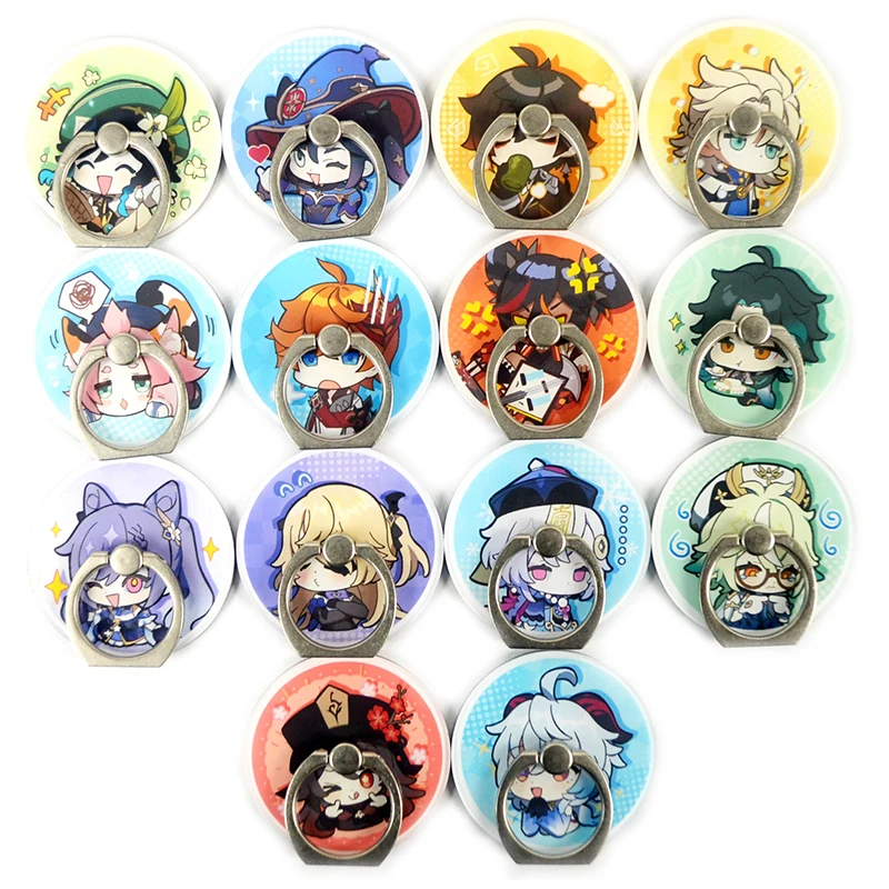 

Anime Game Genshin Impact finger Ring Holder Multi-Function Buckle Accessories Useing On Mobile Phone Case Car Different Colors
