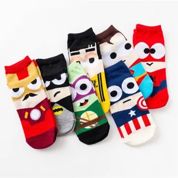 

Avengers Men Sock Men's Socks Captain America Bat Man Unisex Solid Casual Short Sox Adult Cotton Cartoon Spring Summer Sokken