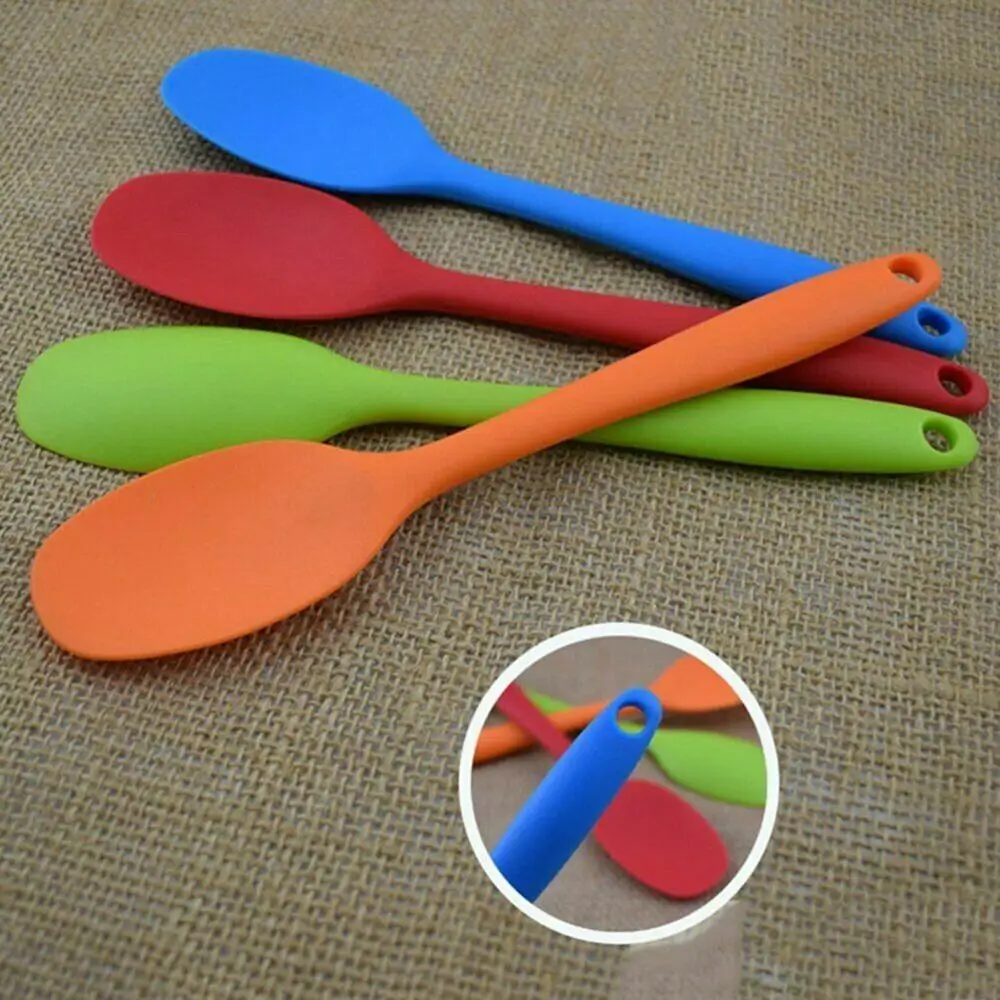 

Silicone Kitchen Bakeware Utencil Spoons And Scoop Cooking Tools Condiment Utensil Coffee Spoon Kids Ice Cream Tableware Tool