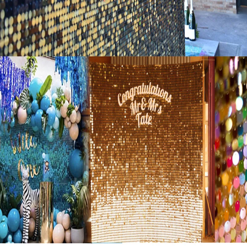 US $180.48 Custom Adverting Sign Shiny Silver Square Sequin Panel Glam Sequin Backdground Shop Window Background Square Shimmer Sequin Wall