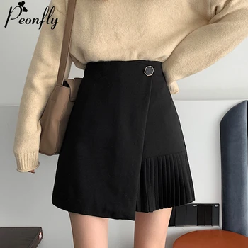 

PEONFLY High Waist Korean Style Skirts Women Fashion 2020 Spring Ruffle A Line Mini Skirts Casual Ruffle Skirts Ladies Gray