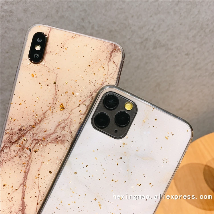 Модный блестящий Мраморный чехол из золотой фольги для iphone 11 11Pro Max 6 6S 7 7 PLus X XS XR задняя крышка блестящий чехол для телефона s