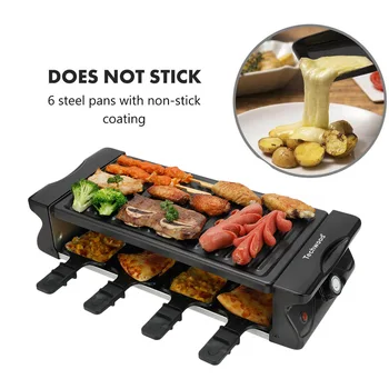 

Techwood Electric Raclette Grill Raclette Party Grill Adjustable Temperature Non-Stick Grilling Plate