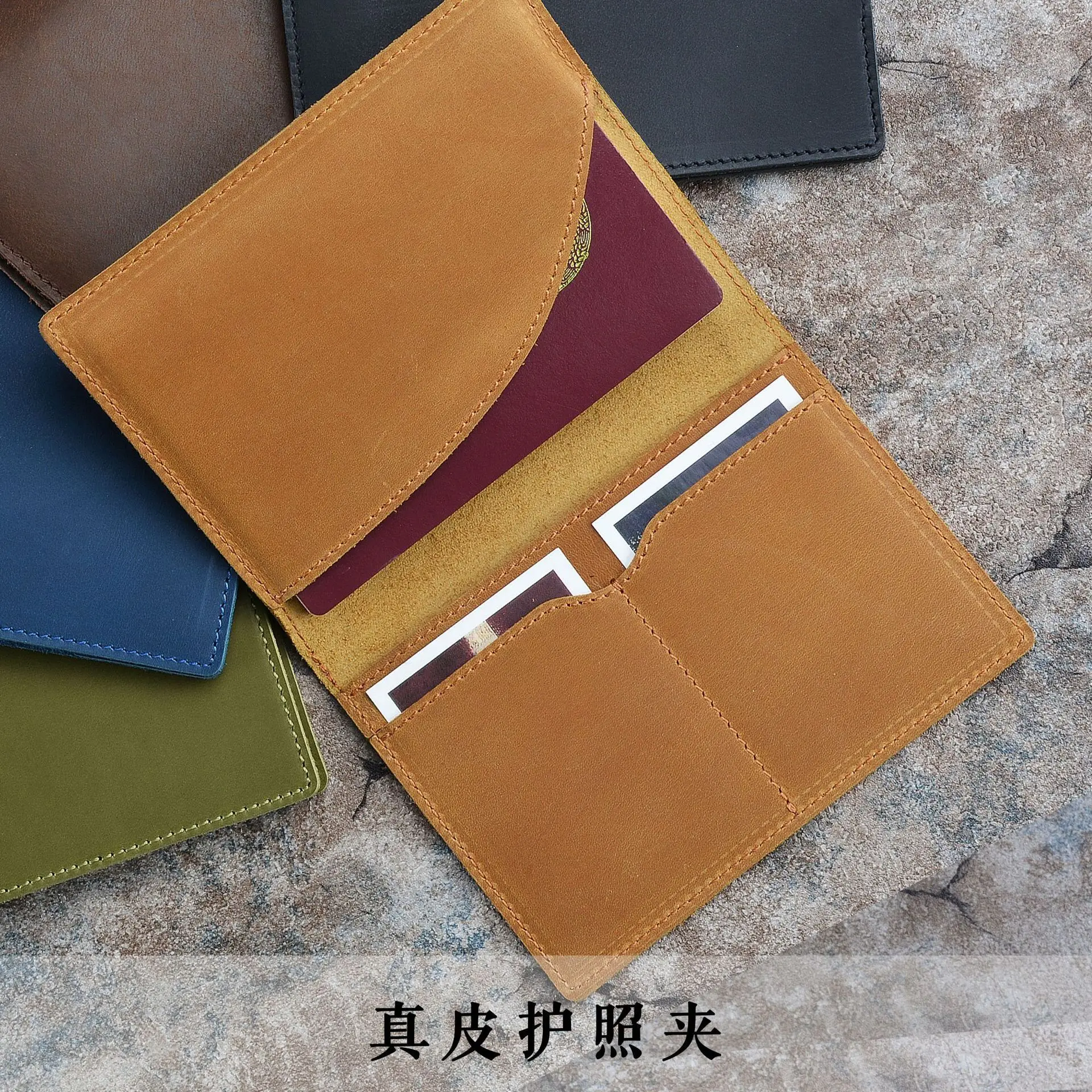 

High-end Genuine Leather Passport Cover Solid Credit Card Holder Vintage Men Women Passport Case Business Unisex Travel Wallet