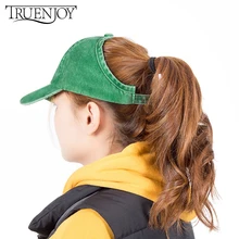 TRUENJOY, трендовая бейсболка с конским хвостом, женская кепка для отдыха в стиле хип-хоп, с эффектом потертости, женская летняя кепка, уличная Спортивная Кепка