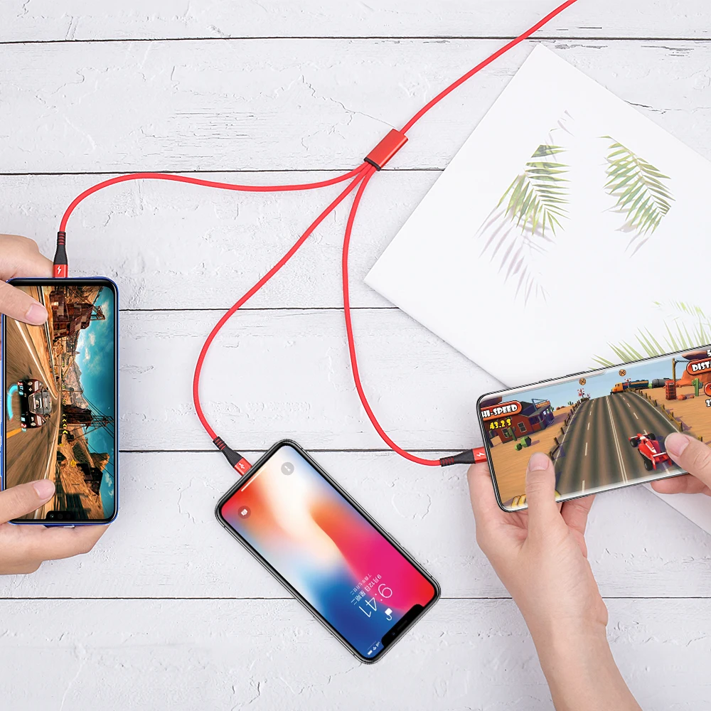 2а 1,2 м 3 в 1 usb кабель Универсальный кабель для быстрой зарядки передачи данных type-c Micro три в одном Usb кабель-удлинитель для huawei для iPhone