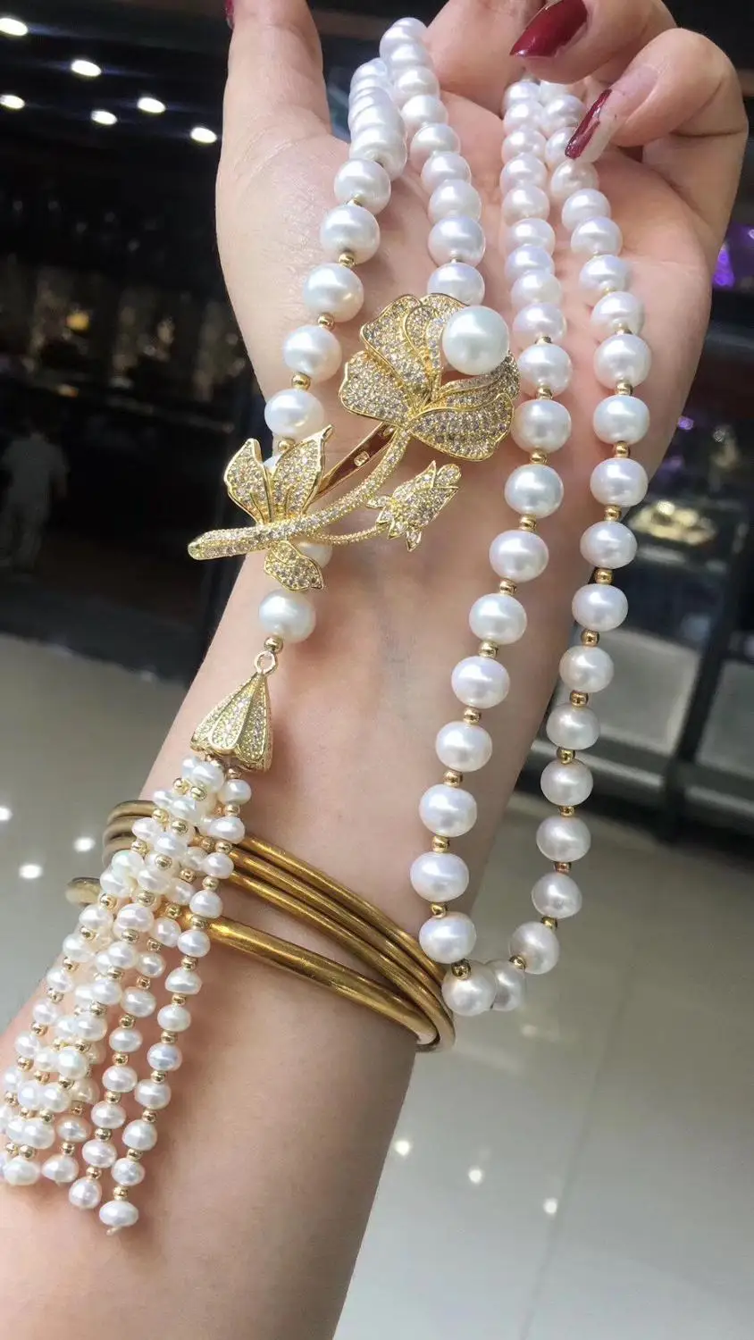 

D109 Pearls Sweater Chains 9mm Fine Jewelry Natural Fresh Water Pearls for Women Fine Pearls Necklaces