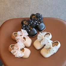 Zapatos informales Bowkont para niñas recién nacidas, zapatos de princesa de cuero PU para bebé, zapatos de verano de suela suave para caminar, zapatos para primeros pasos