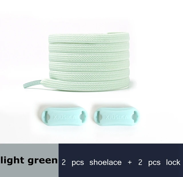 Reticulated Woven Elastic Shoe Laces Flat buckle Lock No Tie Shoelaces Sports Competition Take A Walk Sneakers Lazy Lace Light green