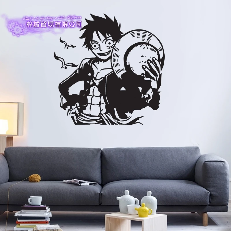 DCTAL ONE PIECE Luffy Decal Japanese Cartoon Wall Sticker Vinyl Decal Decor Home Decorative Decoration