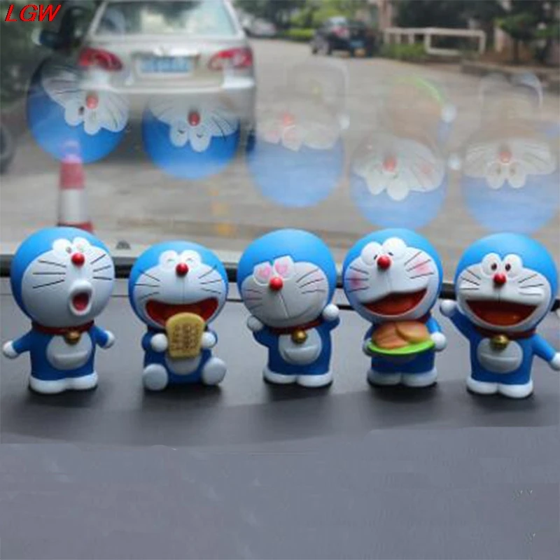 

Doraemon Mini Action Figure Dolls Stand By Me Doraemon DIY Action Model Toy Car Deco Children Kids Toys Fat Blue car Accessories