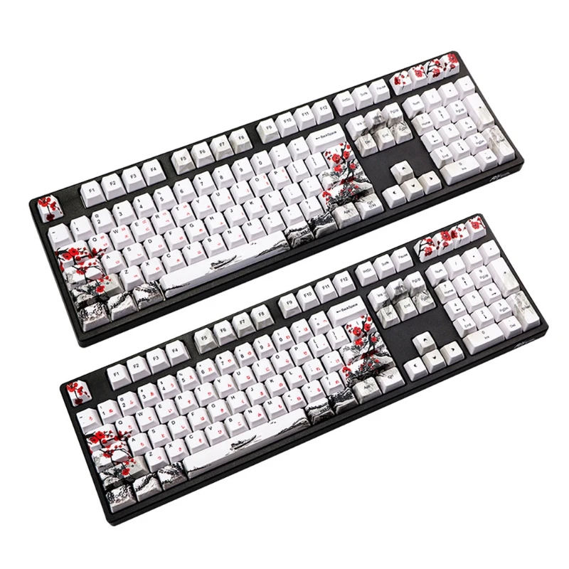 Корейская японская Цветущая Слива PBT пятисторонняя красящая подставка 110 клавиш