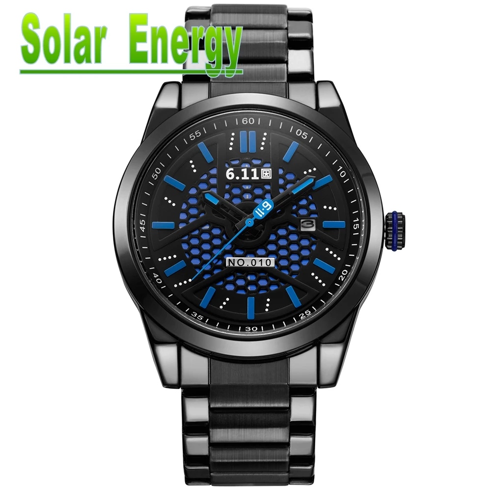 

2019 new 6.11 Brand watch men solar quartz relogio masculino photoelectric watch calendar light kinetic energy men's watch reloj
