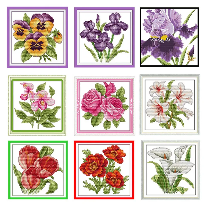 Kreuz Stich Muster Gemälde Blume Von Glück Diy Dmc Hand Stoff Leinwand