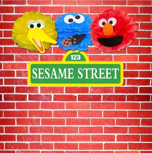 8x8 футов красный кирпич стена Сезам улица Elmo мир пользовательские фоны