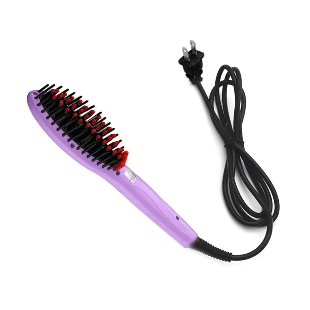purple Горячая вилка США керамический электрический выпрямитель для волос гребень стайлер для укладки волос выпрямление кисти для девочек дамы Уход за волосами - Цвет: purple