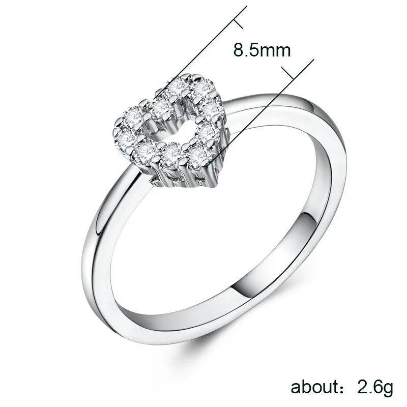 Романтическое кольцо в форме сердца для женщин, лучший друг, подарок, украшение, кристалл, розовое золото, для влюбленных, простое кольцо, размер 6-10