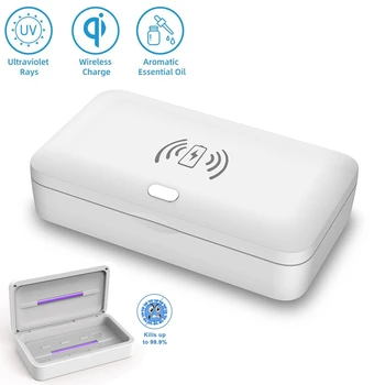 

UV Light Sanitizer Sterilizer Box for Face Masks Smartphone Beauty Tools Kills 99.9% of Germs Anti Bacterial Qi Wireless Charger