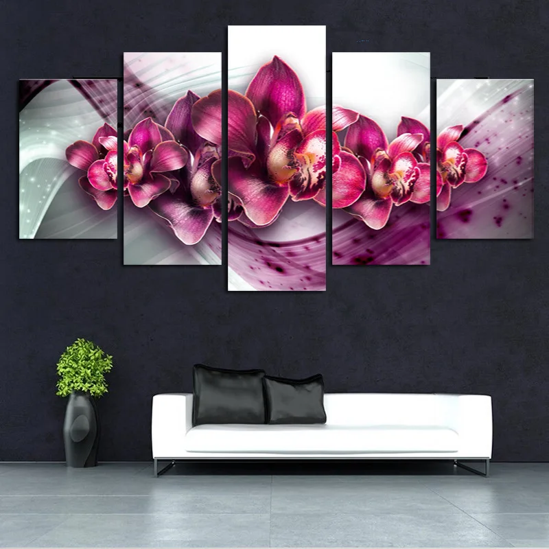 

Hua gu Spray-print Mural Decorative Painting 5-frame Abstract Butterfly Orchid Amazon Supply of Goods Dunhuang Supply of Goods C
