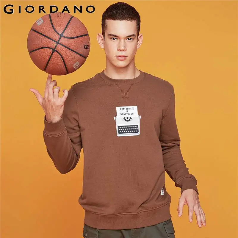 

Giordano Men Sweatshirts Funny Pattern Crewneck Sweatshirt Slight Stretchy Casual Sudaderas Para Hombre 30099701