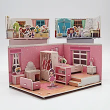 Puzzle 3D en papier assemblé à la main, maison de jeu modèle de fille, bricolage, jouets éducatifs à assembler Parent enfant