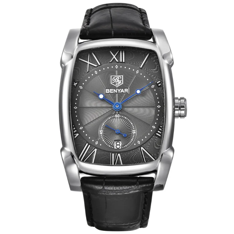 

2020 Benyar Top Brand Fashion Style Men's Watch Quartz Rectangle Male Watch Rose Gold Alloy Case Wristwatch Waterproof A547