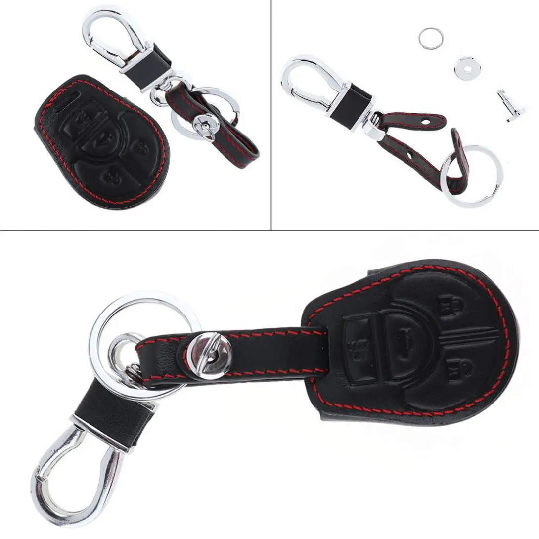 

4 Buttons 3D Leather + Zinc Alloy Keychain Car Key Cover Protector Holder with Hanging Buckle Fit for Nissan 2014-2016 New
