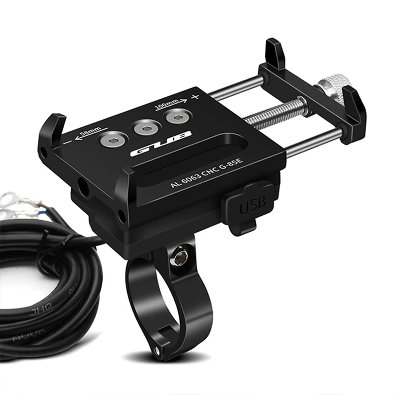 GUB Aluminum USB Rechargeable Motorcycle Bike Phone Mount With Power Conversion Function Support GPS For 4.0-6.7 inch Phone