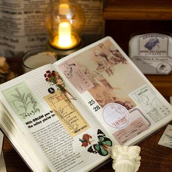 

Mohamm 60Pcs Recalling The Past Series Stickers Decoration Scrapbooking Paper Creative Stationary School Supplies