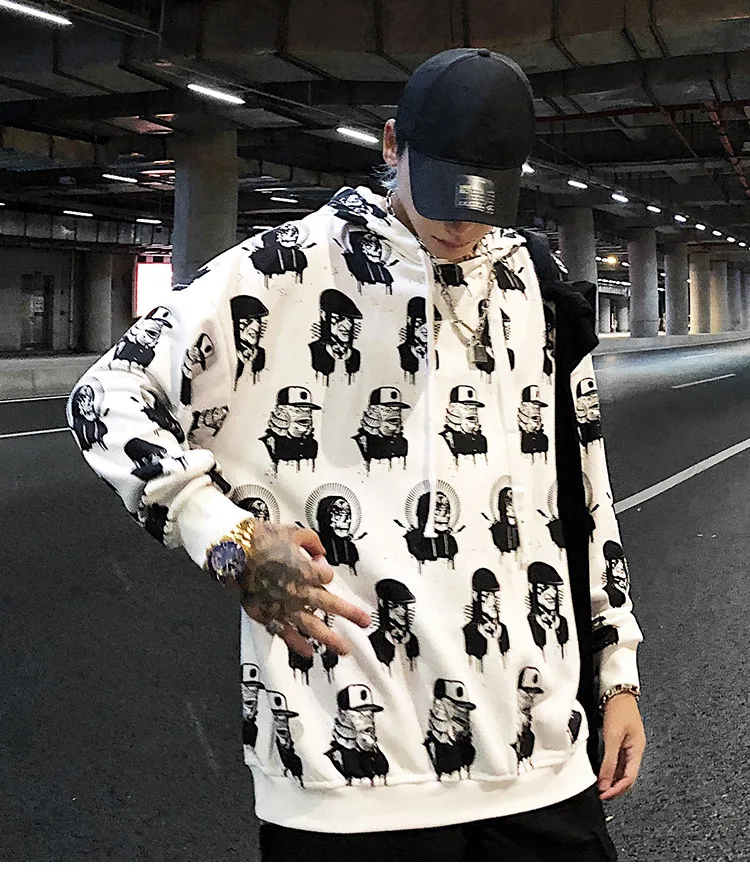Aolamegs толстовки для мужчин хип-хоп принт Мужской пуловер Harajuku Drawstring толстовка с капюшоном для влюбленных Повседневная универсальная уличная осенняя одежда