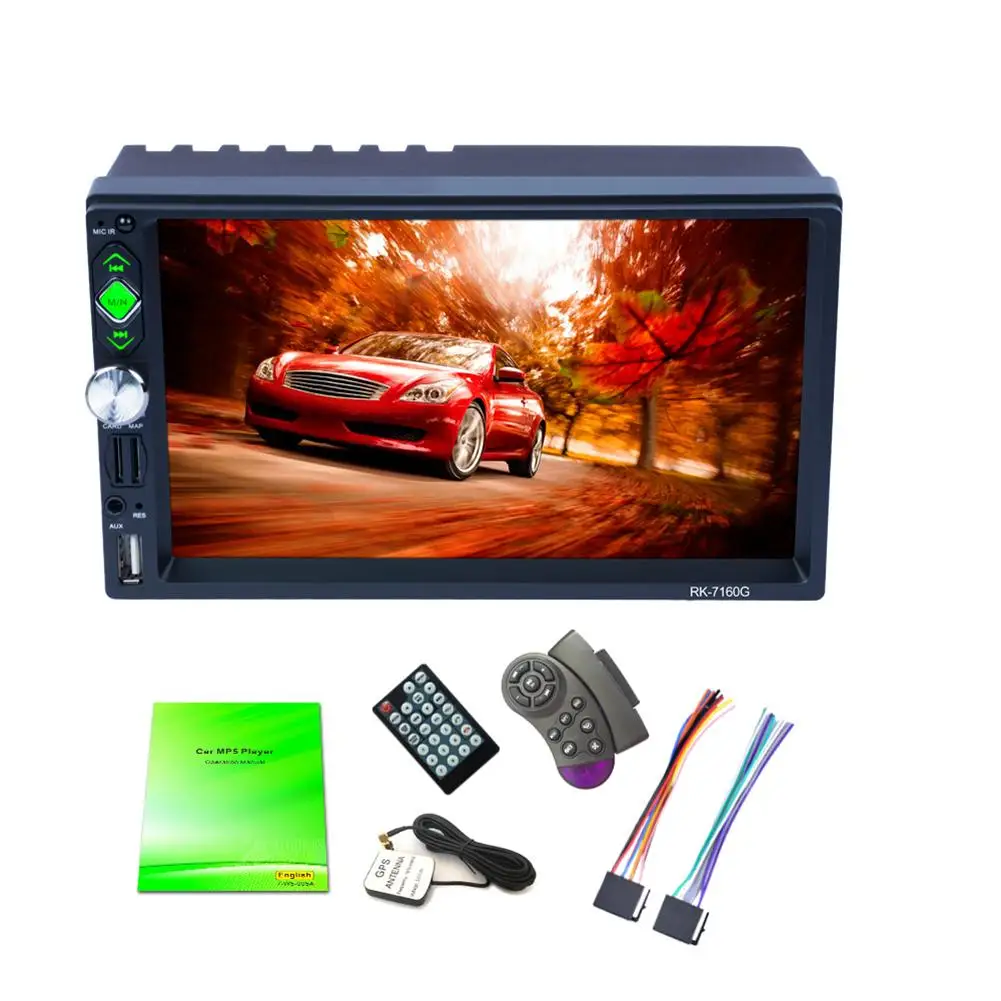 2 Din автомобиля Bluetooth Mp5 плеер 7-дюймовый навигации Mp5 gps навигации обратный Камера с Управление карта Rk-7160G