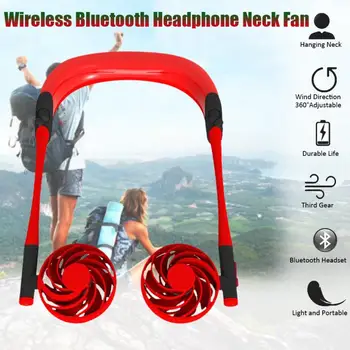 

2000mAh Portable Neck Fan Mini Fan USB Rechargeable Neckband Fan Bluetooth 5.0 earphone with mircophone headphone headset