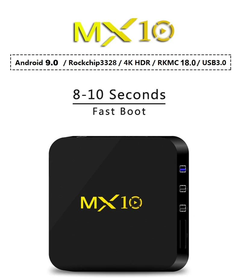 MX10 Android 9,0 Smart tv Box RK3328 Четырехъядерный 4G Ram 64G Rom HDR 4K H.265 USB 3,0 2,4G Wifi IP tv умная приставка медиаплеер