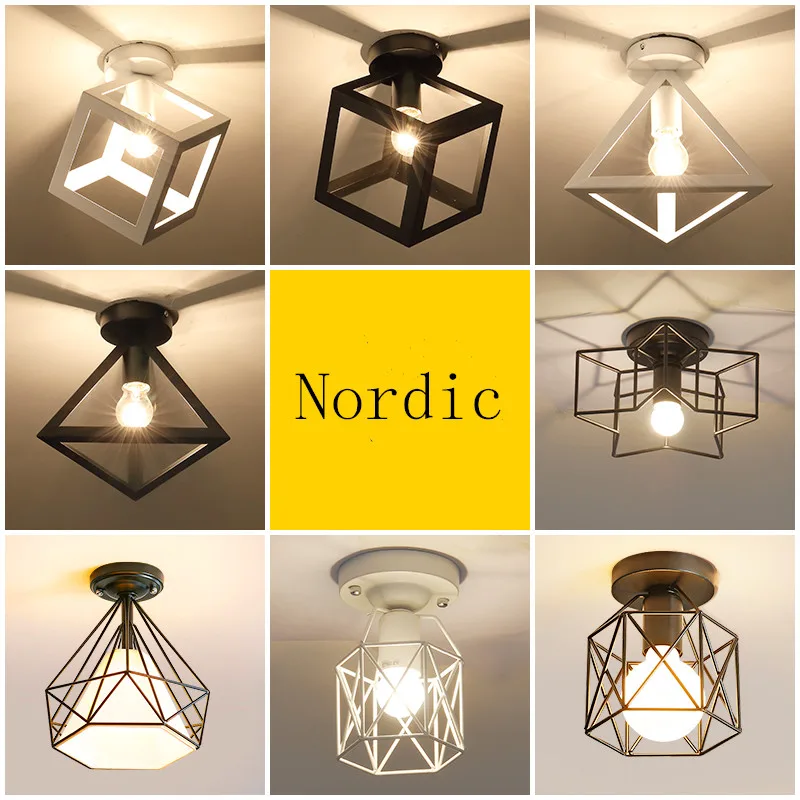  Nordic Minimalism Retro Iron Square Ceiling Light Lamp Cozy Decor for Bed Room Corridor Dining rooW - 4000097989521