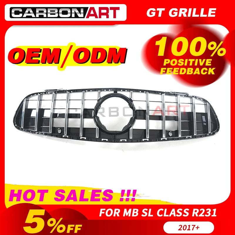Новинка SL класс R231 GT стильная гоночная Решетка Спортивный ABS Серебряный для mercede s