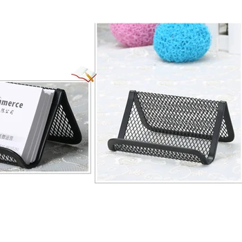 

Office Accessories Desktop Desk Storage Shelf Fashion Business Card Holder Metal Mesh Home Display Stand Portable Practical