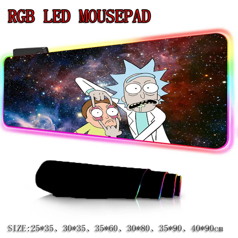 XGZ Рик и Морти красочный игровой RGB светодиодный светильник мышь с подсветкой Коврик для компьютерной мыши Аниме большой коврик для мыши Клавиатура Настольный коврик