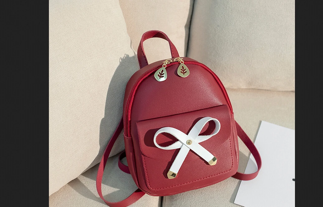 Местный запас женская сумка для девочек, прекрасный рюкзак, рюкзак для путешествий, школьный ранец, Кожаная мини-сумка, сумка через плечо - Цвет: Бургундия