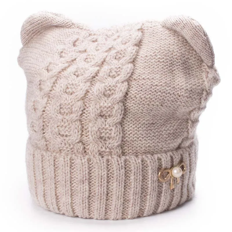 Lawliet/зимние женские шапки Skullies Beanie, парфюм на подвеске, шерстяная шапка, мягкая теплая флисовая внутренняя вязаная шапка A470 - Цвет: Бежевый