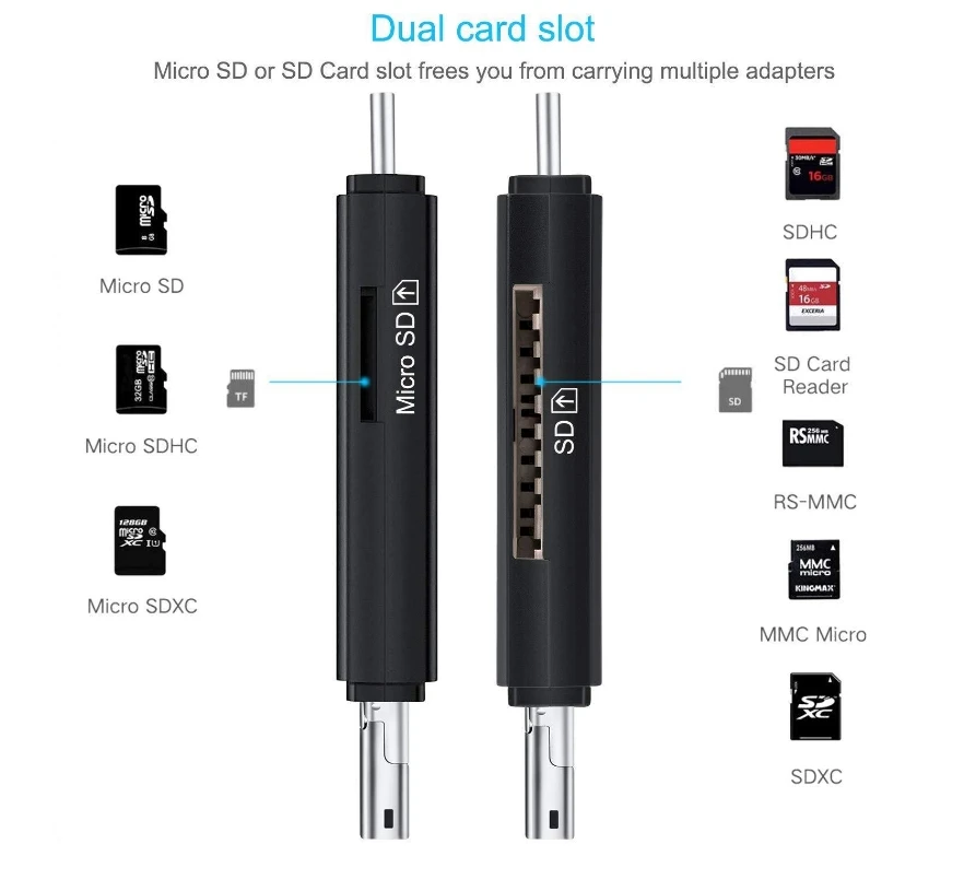 Портативный USB 3,0 Micro USB OTG type C адаптер SD карта TF считыватель с разъемом для телефона планшета