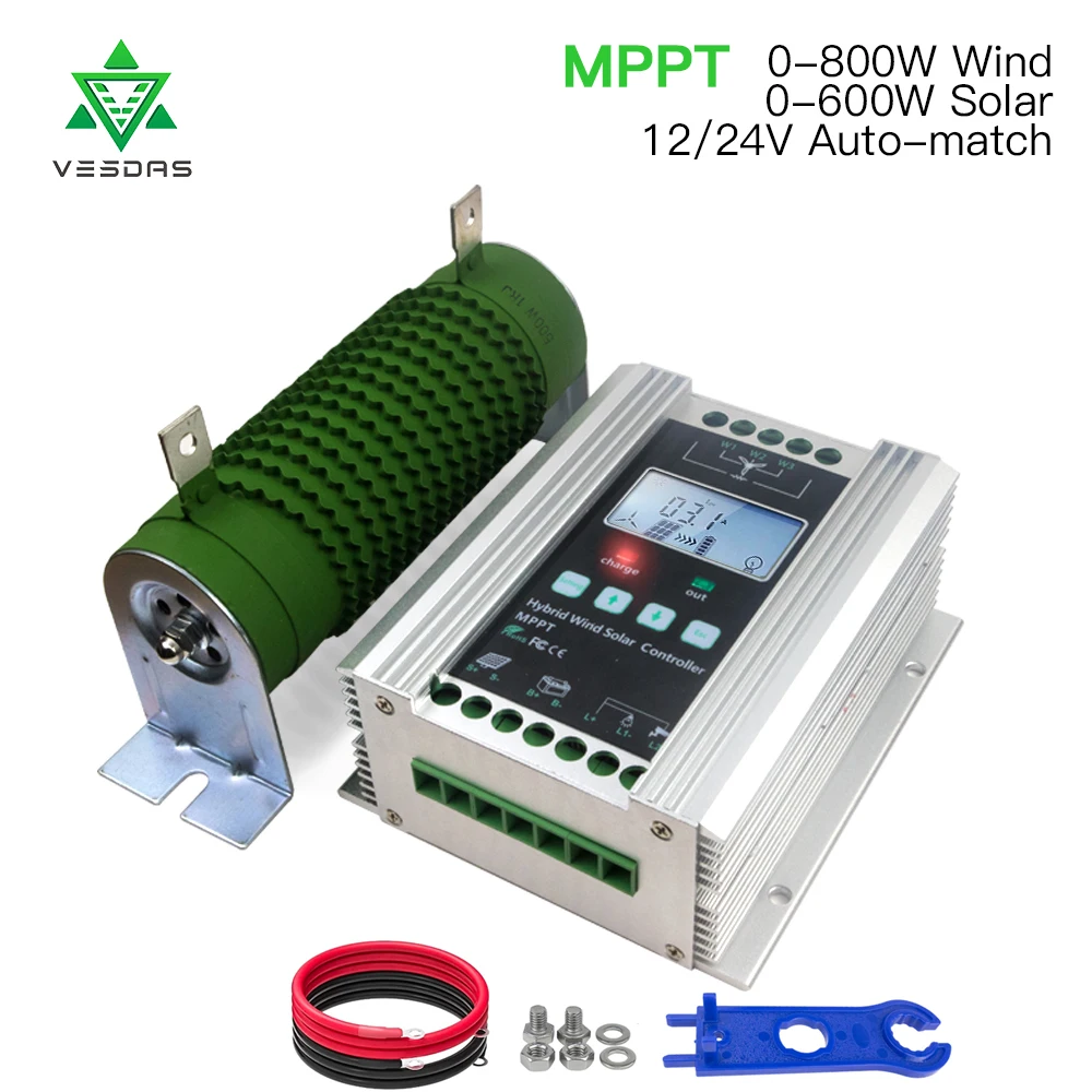 - 1400w MPPT Wind Solar Hybrid Charge Controller Tracker Off Grid 1224V Auto for 800W Wind600W Solar With Booster and Dump Load