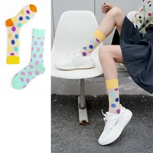 Женские носки осенние модные новые хлопковые модные длинные носки в горошек дикие эластичные короткие носки для женщин в Корейском стиле
