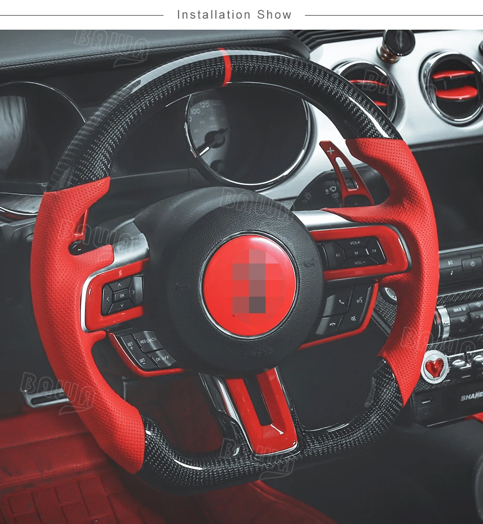 BAWA автомобиля углеродного волокна зерна рулевое колесо наклейка для Ford Mustang- ABS автомобиля стикер s аксессуары для укладки