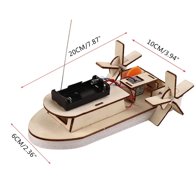 Wireless Wooden Boat Model Scientific Learning Tool Novelty Vehicle Remote Control Boat DIY Self-Made 6
