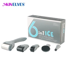Ледяной ролик 6 в 1 Дерма ролик из нержавеющей микро иглы дермальный валик в комплекте ледяной ролик для массажер лицо тело омоложение кожи