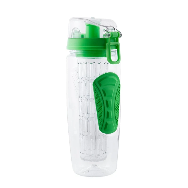 

1000ml/32oz Fruit Infusing Infuser Water Bottle Lemon Water Bottle Portable Climbing Camp Bottles Detox Health BPA Free Green