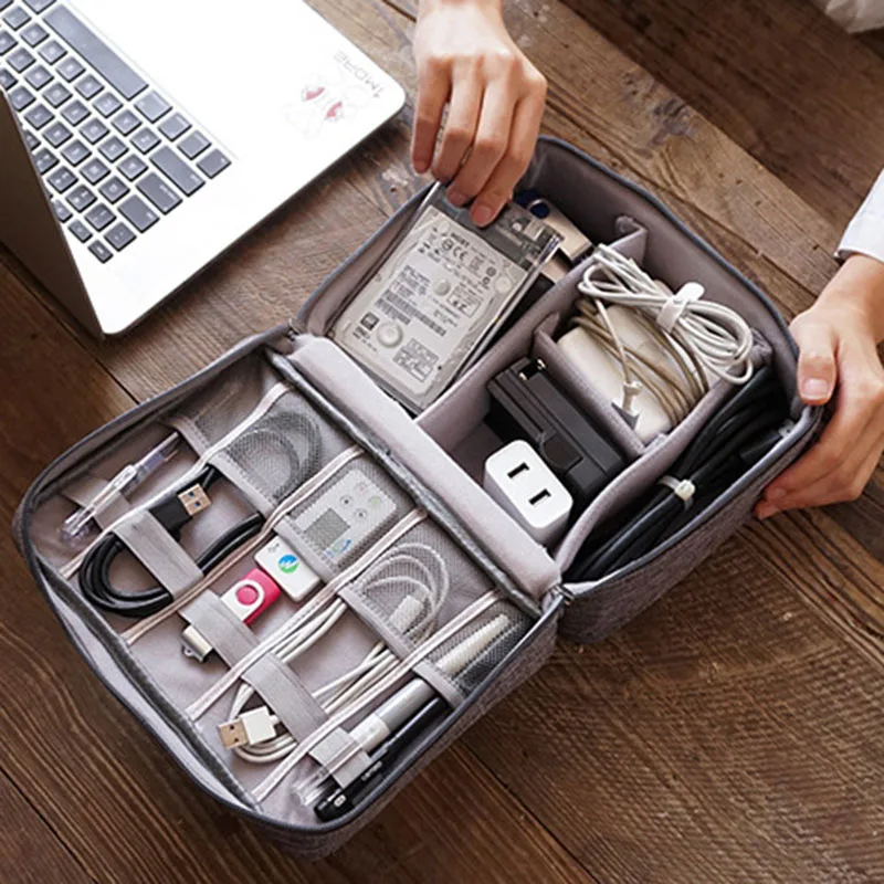 Цифровые Аксессуары для хранения дорожная Портативная сумка USB кабель Органайзер сумка для ноутбука Зарядное устройство для телефона сумка на молнии